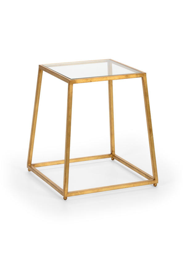 Chelsea House Bauhaus Side Table By Jamie Merida — Gold Leaf Iron Base With Tempered Beveled Glass, Compact Chic 384952