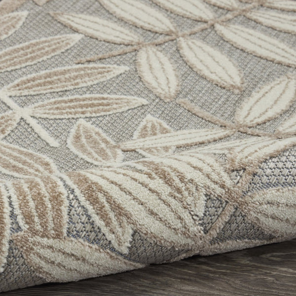 HomeRoots 5' Durable Botanical Leaves Area Rug - Stylish Beige, Gray & Ivory Design for Indoor & Outdoor Use 5' X 8' 384956