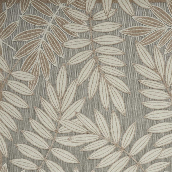 HomeRoots 5' Durable Botanical Leaves Area Rug - Stylish Beige, Gray & Ivory Design for Indoor & Outdoor Use 5' X 8' 384956