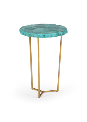 Chelsea House Jade Accent Table With Organic-Cut Veneer Top And Tri-Leg Antique Gold Wrought Iron Base, 24"H 384957