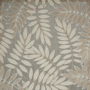 HomeRoots 5' Durable Botanical Leaves Area Rug - Stylish Beige, Gray & Ivory Design for Indoor & Outdoor Use 6' x 9' 384958