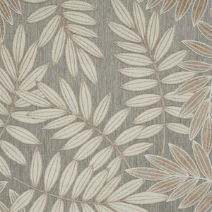 HomeRoots 5' Durable Botanical Leaves Area Rug - Stylish Beige, Gray & Ivory Design for Indoor & Outdoor Use 6' x 9' 384958