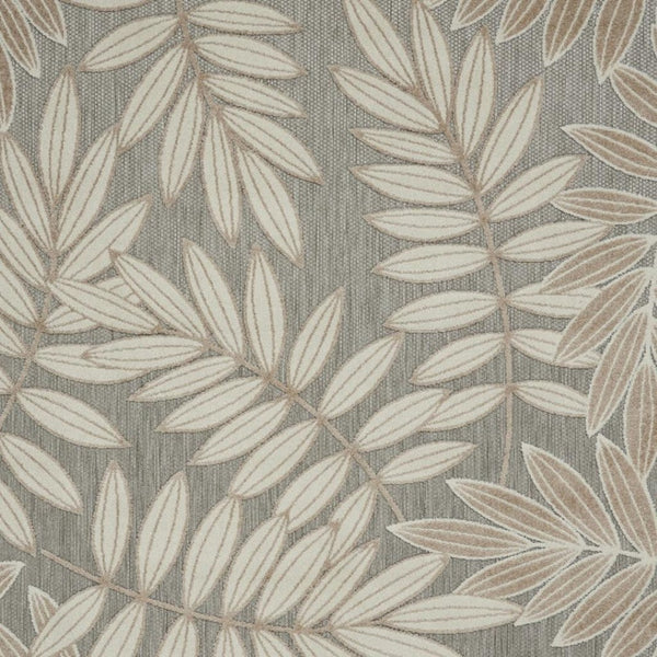 HomeRoots 5' Durable Botanical Leaves Area Rug - Stylish Beige, Gray & Ivory Design for Indoor & Outdoor Use 6' x 9' 384958