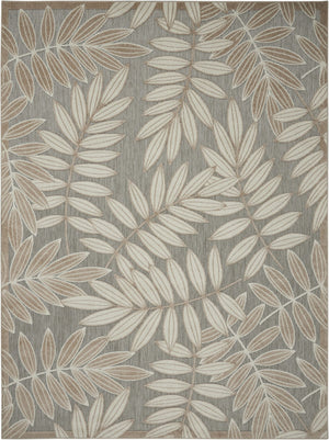 HomeRoots 5' Durable Botanical Leaves Area Rug - Stylish Beige, Gray & Ivory Design for Indoor & Outdoor Use 7' x 10' 384959
