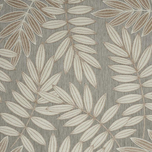 HomeRoots 5' Durable Botanical Leaves Area Rug - Stylish Beige, Gray & Ivory Design for Indoor & Outdoor Use 7' x 10' 384959