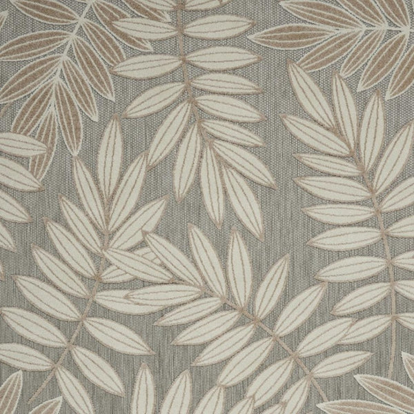 HomeRoots 5' Durable Botanical Leaves Area Rug - Stylish Beige, Gray & Ivory Design for Indoor & Outdoor Use 7' x 10' 384959