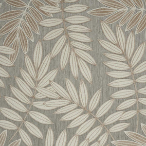 HomeRoots 5' Durable Botanical Leaves Area Rug - Stylish Beige, Gray & Ivory Design for Indoor & Outdoor Use 8' X 11' 384960