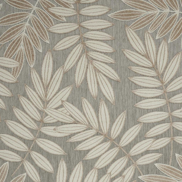 HomeRoots 5' Durable Botanical Leaves Area Rug - Stylish Beige, Gray & Ivory Design for Indoor & Outdoor Use 8' X 11' 384960