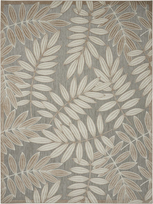 HomeRoots 5' Durable Botanical Leaves Area Rug - Stylish Beige, Gray & Ivory Design for Indoor & Outdoor Use 8' X 11' 384960