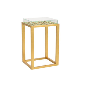 Chelsea House Flutter Pistachio Side Table With 3D Bee Display, Satin Gold Frame — Sculptural Accent For Living Spaces 384963