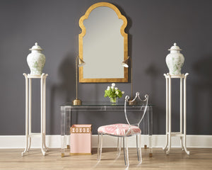 Chelsea House Acrylic Denver Desk — Tempered Glass Top, Brass Accents, Transparent Modern Workspace, 54"W X 29"H 384967