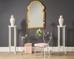 Chelsea House Acrylic Denver Desk — Tempered Glass Top, Brass Accents, Transparent Modern Workspace, 54"W X 29"H 384967