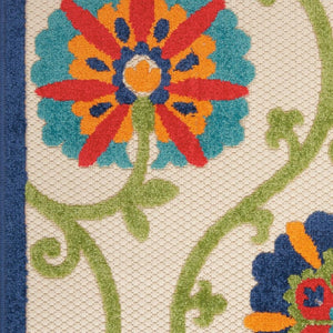 HomeRoots 5' Blue and Gray Floral Indoor Outdoor Area Rug - Timeless Elegance for Any Space, Easy Care 5?x8? 384973