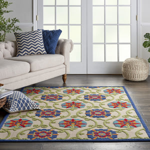 HomeRoots 6' Blue and Gray Area Rug – Stylish Indoor Outdoor Design, Durable, Low-Maintenance, Versatile Use 6?x9? 384975