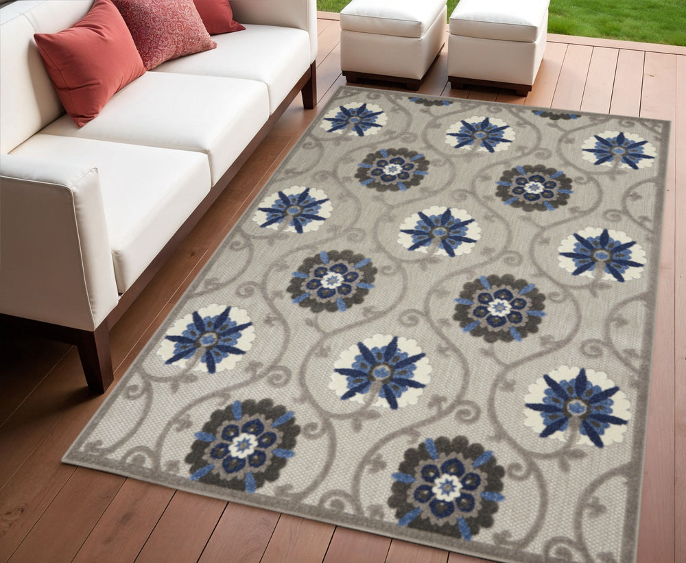 Homeroots 4' Blue And Gray Indoor Outdoor Area Rug - Versatile, Durable, And Stylish For Any Space! 4?X6? Polypropylene 384983
