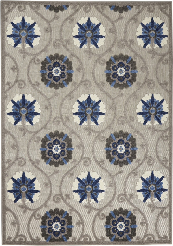 Homeroots 4' Blue And Gray Indoor Outdoor Area Rug - Versatile, Durable, And Stylish For Any Space! 4?X6? Polypropylene 384983