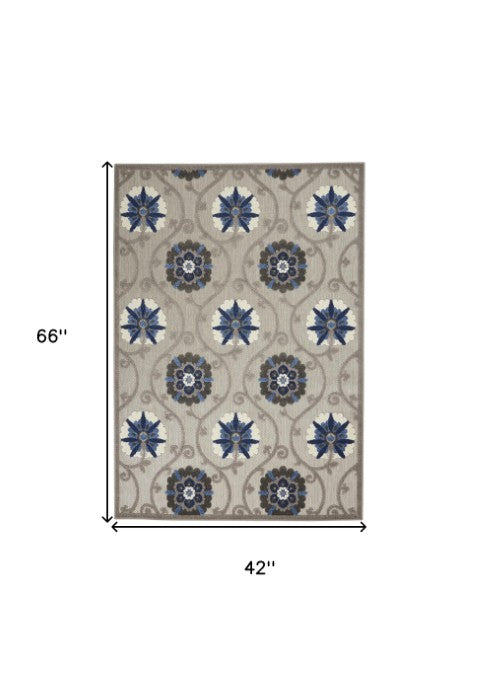 Homeroots 4' Blue And Gray Indoor Outdoor Area Rug - Versatile, Durable, And Stylish For Any Space! 4?X6? Polypropylene 384983