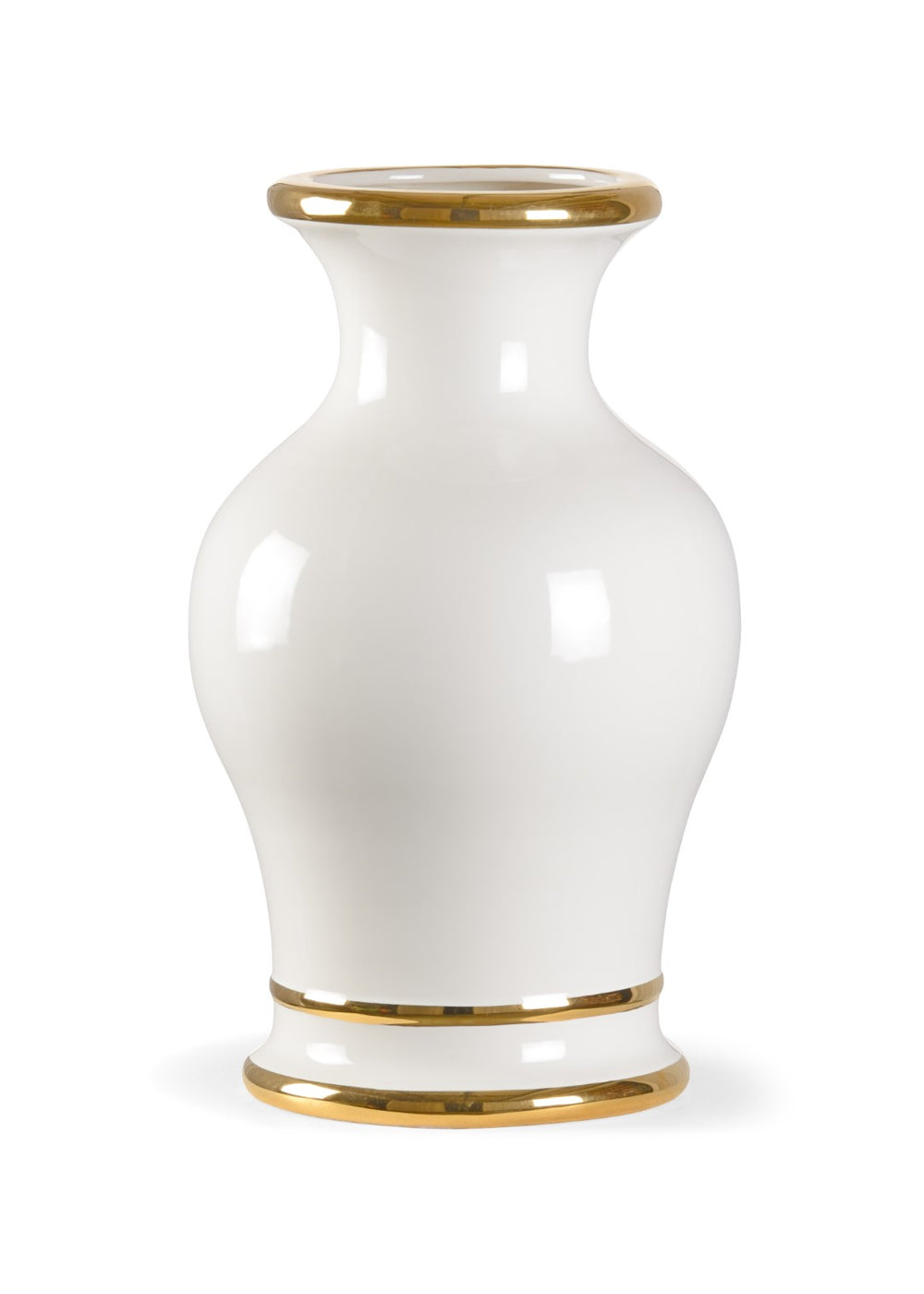 Chelsea House Audrey Sculptural White Vase With Satin Gold Trim — 17.5" Statement Accent By Shayla Copas, Modern Decor 384985