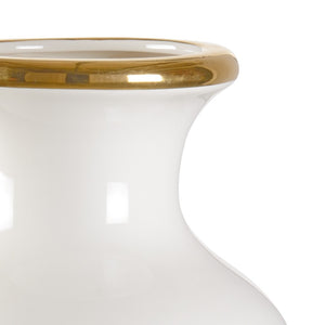 Chelsea House Audrey Sculptural White Vase With Satin Gold Trim — 17.5" Statement Accent By Shayla Copas, Modern Decor 384985