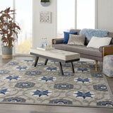 Homeroots 8' X 11' Blue And Gray Floral Indoor Outdoor Area Rug  Polypropylene 384985