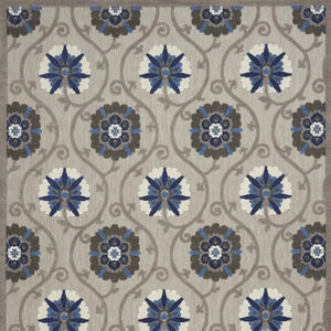 HomeRoots 8' Elegant Ivory and Blue Indoor Outdoor Area Rug with Timeless Floral Design for Any Space 8?x11? 384985