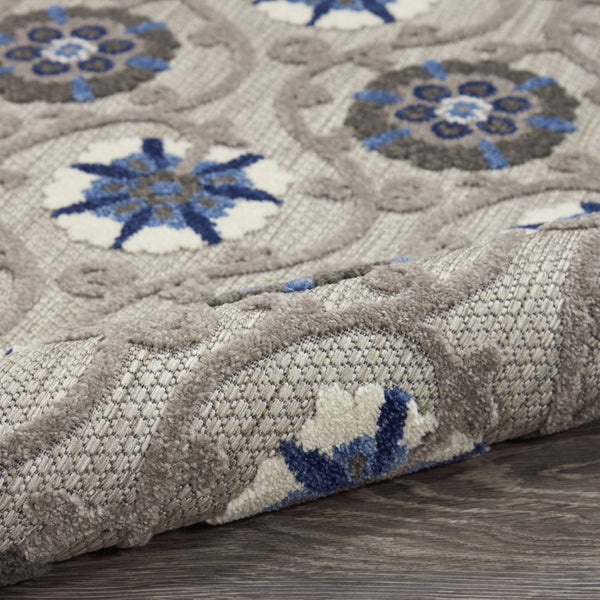 HomeRoots 8' Elegant Ivory and Blue Indoor Outdoor Area Rug with Timeless Floral Design for Any Space 8?x11? 384985