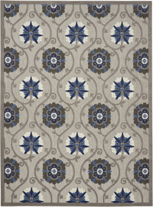 HomeRoots 8' Elegant Ivory and Blue Indoor Outdoor Area Rug with Timeless Floral Design for Any Space 8?x11? 384985