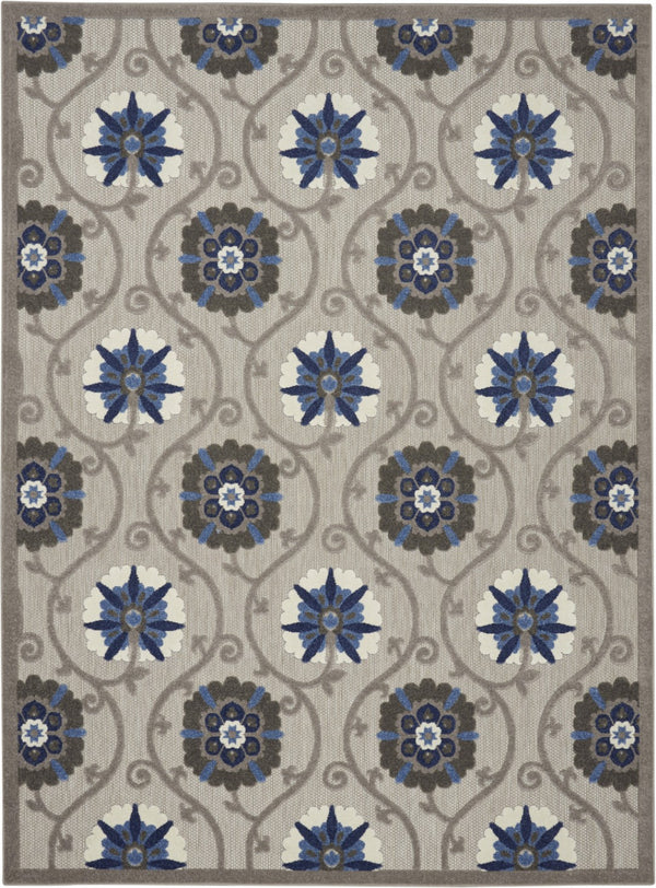 HomeRoots 8' Elegant Ivory and Blue Indoor Outdoor Area Rug with Timeless Floral Design for Any Space 8?x11? 384985