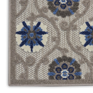 HomeRoots 8' Elegant Ivory and Blue Indoor Outdoor Area Rug with Timeless Floral Design for Any Space 8?x11? 384985