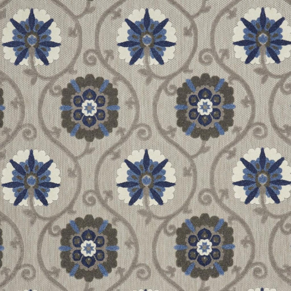 HomeRoots 8' Elegant Ivory and Blue Indoor Outdoor Area Rug with Timeless Floral Design for Any Space 8?x11? 384985