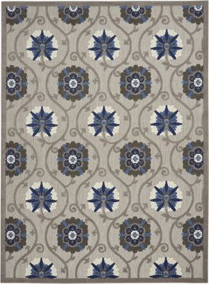 HomeRoots 8' Elegant Ivory and Blue Indoor Outdoor Area Rug with Timeless Floral Design for Any Space 8?x11? 384985