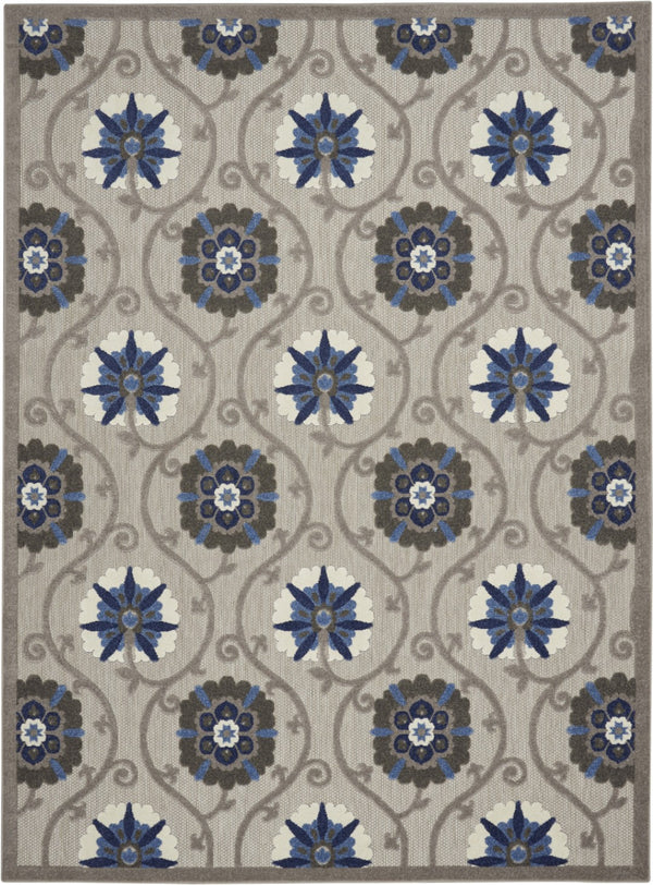 HomeRoots 8' Elegant Ivory and Blue Indoor Outdoor Area Rug with Timeless Floral Design for Any Space 8?x11? 384985