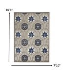 Homeroots 8' X 11' Blue And Gray Floral Indoor Outdoor Area Rug  Polypropylene 384985