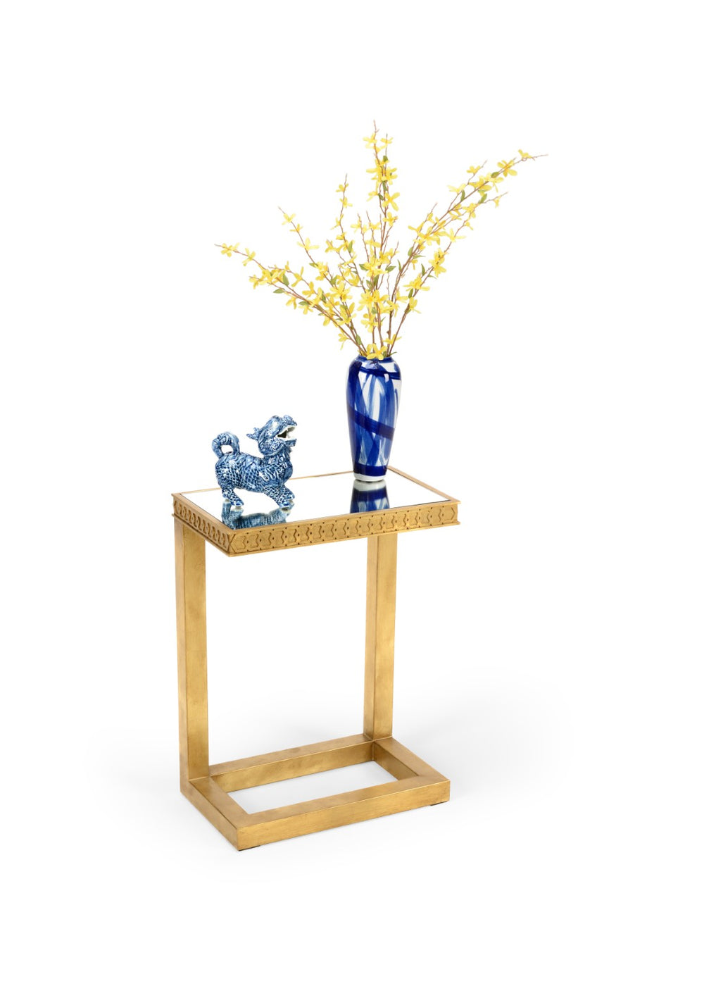 Chelsea House Nemeth Antique Gold Cigar Table With Mirrored Top And Honeycomb Base — Mobile, Luxe Accent For Entertaining 384986