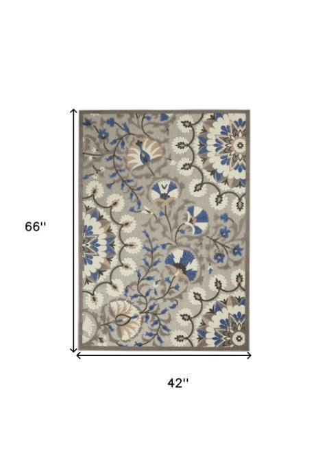 Homeroots 4' X 6' Blue And Gray Indoor-outdoor Area Rug - Durable, Stylish, And Perfect For Any Space! 4' X 6' Polypropylene 384987