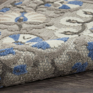 HomeRoots 8' Elegant Ivory and Blue Indoor Outdoor Area Rug with Timeless Floral Design for Any Space 8' X 11' 384989