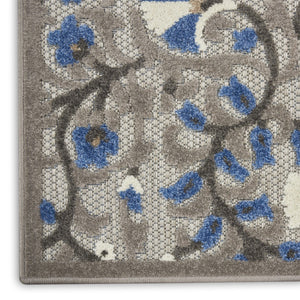 HomeRoots 8' Elegant Ivory and Blue Indoor Outdoor Area Rug with Timeless Floral Design for Any Space 8' X 11' 384989