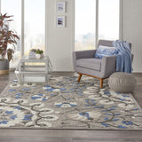 Homeroots 8' X 11' Blue And Gray Floral Indoor Outdoor Area Rug  Polypropylene 384989