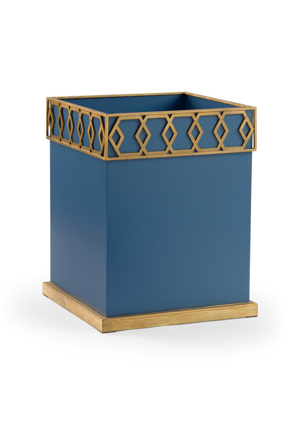 Chelsea House Perkins Blue Planter With Satin Gold Honeycomb Accent — Shayla Copas Design, 16.5"H Stylish DéCor 384991