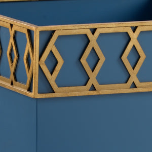 Chelsea House Perkins Blue Planter With Satin Gold Honeycomb Accent — Shayla Copas Design, 16.5"H Stylish DéCor 384991