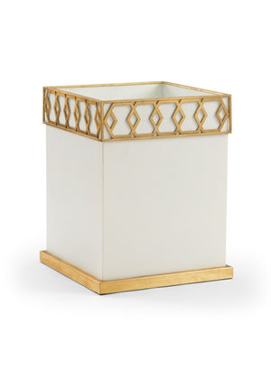 Chelsea House Perkins Planter Satin Gold Honeycomb Accent In White — Shayla Copas Designer Indoor Statement Piece 384994