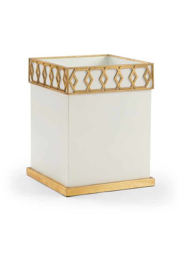 Chelsea House Perkins Planter Satin Gold Honeycomb Accent In White — Shayla Copas Designer Indoor Statement Piece 384994