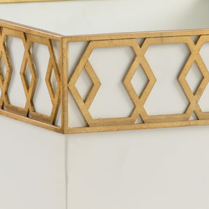 Chelsea House Perkins Planter Satin Gold Honeycomb Accent In White — Shayla Copas Designer Indoor Statement Piece 384994