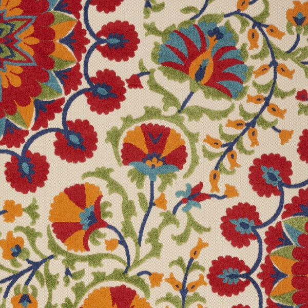 HomeRoots 6' Timeless Red and Ivory Floral Area Rug for Indoor and Outdoor Elegance - Easy Care & Durable 6' x 9' 384995