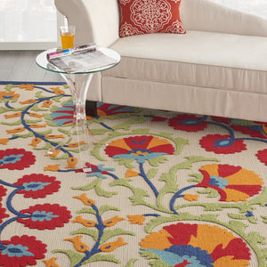 HomeRoots 6' Timeless Red and Ivory Floral Area Rug for Indoor and Outdoor Elegance - Easy Care & Durable 6' x 9' 384995