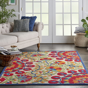 HomeRoots 6' Timeless Red and Ivory Floral Area Rug for Indoor and Outdoor Elegance - Easy Care & Durable 5' x 8' 384999