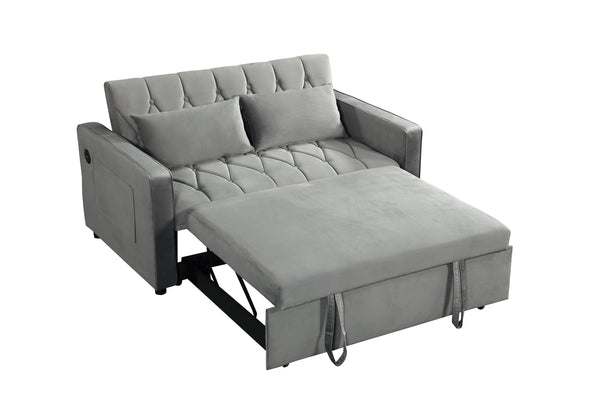 English Elm 3 In 1 Sleeper Sofa Couch Bed - Versatile Gray Futon With Adjustable Backrest & Space-Saving Design W1420P193614