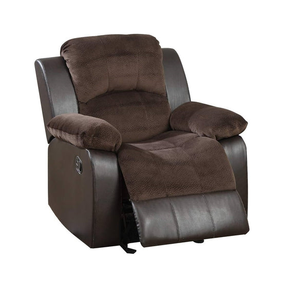 English Elm Motion Recliner Chair with Bonded Leather Upholstery, Solid Wood Frame, Smooth Metal Recline Mechanism Chocolate 37 L x 32 W x 26 H B011P205232