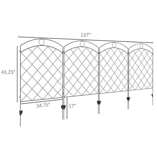 English Elm Outsunny Steel Garden Fence Panels Set of 4 Arched Vine Powder Coated Yard Border W2225P174523