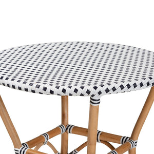 English Elm Classic Parisian Bistro Round Table with Woven Top and Natural Rattan Pole Legs B2750P470049